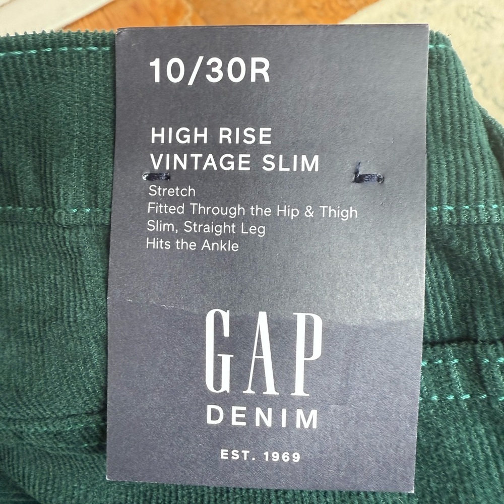 GAP Dark Green High Rise Straight Leg Jeans